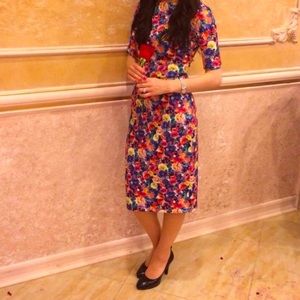 Modest pencil dress with sleeves knee length size 2